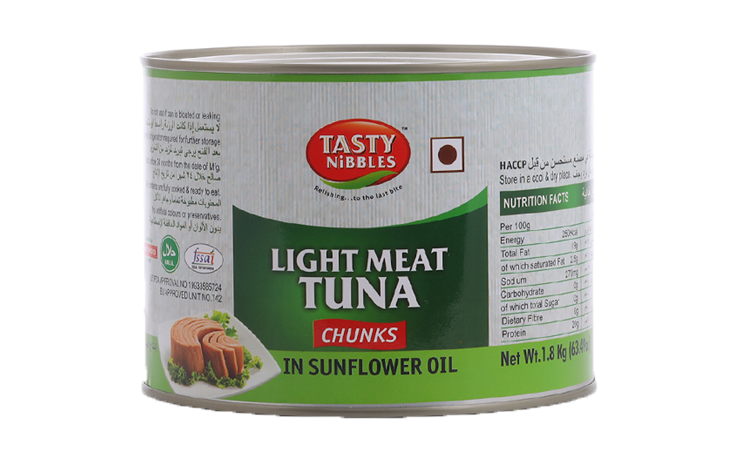 Tasty Nibbles Light Meat Tuna Chunks In Sunflower Oil   Tin  1.8 kilogram